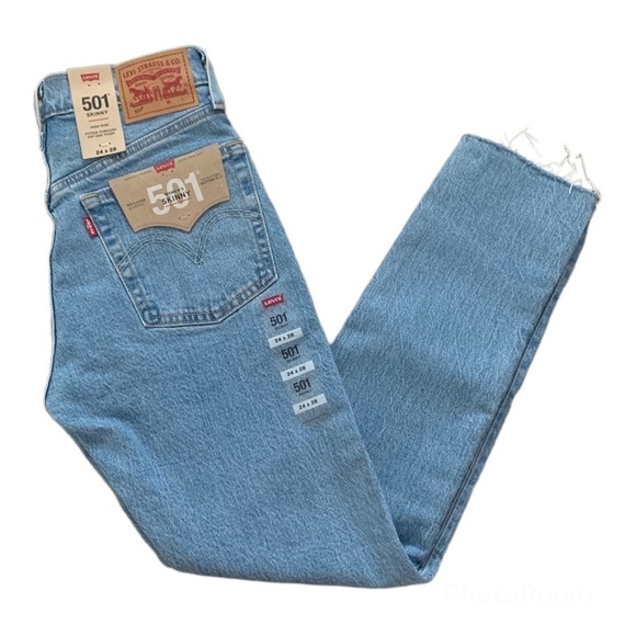 NWT Levi’s 501 Skinny Jeans High Rise Tango talks 24x28 - Picture 3 of 7